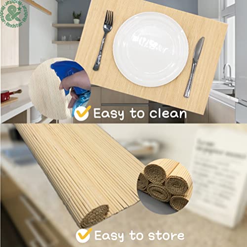 Set of 4 Pcs Bamboo Placemats Sushi Rolling Mat Japanese Style Natural Anti (Natural Color / Set of 4)