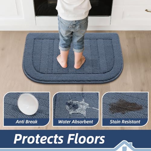 30x18 Inch Kitchen Rugs Non Slip Washable Kitchen Sink Rug (1'6" x 2'6" (Semicircular) / Blue)