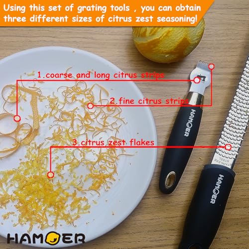 Zester Channel Knife & Micro Plane Grater Tool Set Ergonomic Handle