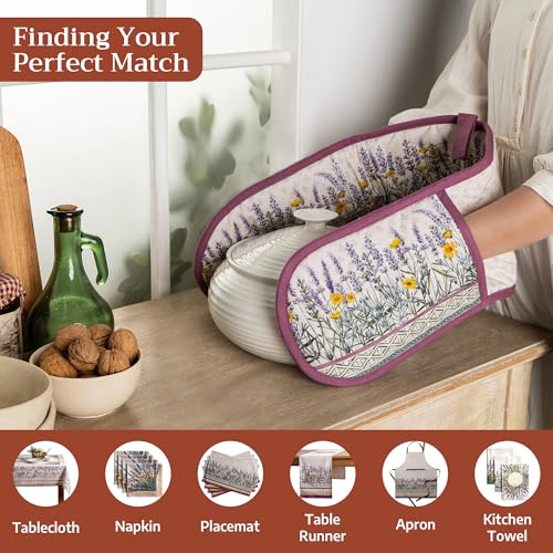 Double Oven Mitts 100% Cotton Double Oven Glove (016 - Fanny Lavender / 7" x 35" (Double Oven Mitt))