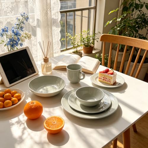 HomeVSS 20 Piece Pearl Dots Stoneware Dinnerware Set (20pc Set / Teal)