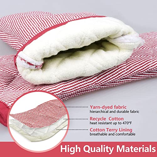 Yarn Dyed Oven Mitts 1 Pair (Oven Mitts - Red 2)