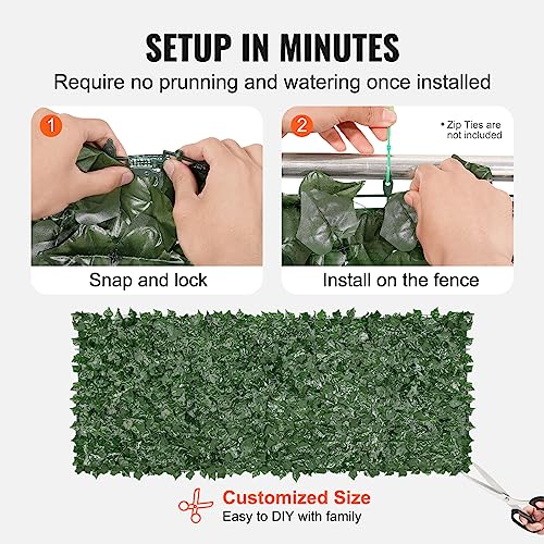Artificial Ivy Privacy Fence Screen (Ivy with Green Mesh Backing / 39 x 98 inch)