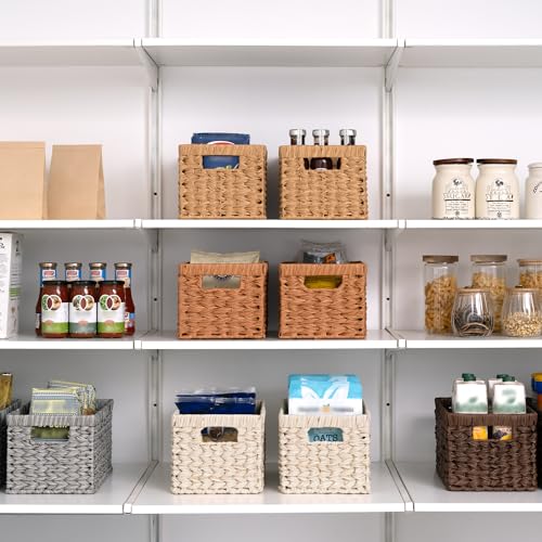 White Wicker Baskets for Storage (Butter Milk / 13"L x 8¼"W x 7"H)