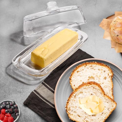 Modern Minimalist Clear Butter Dish with Lid for Countertop