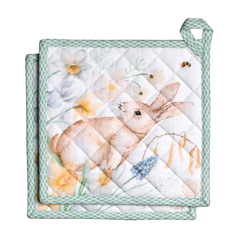 Pot Holders 100% Cotton Potholders (076 - Easter Dew / 8" x 8" (Pot Holder Pack of 2))