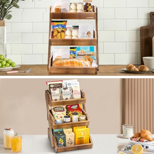 3 Tier Acacia Wood Fruit Basket for Kitchen (Acacia Wood / 3-Tier)