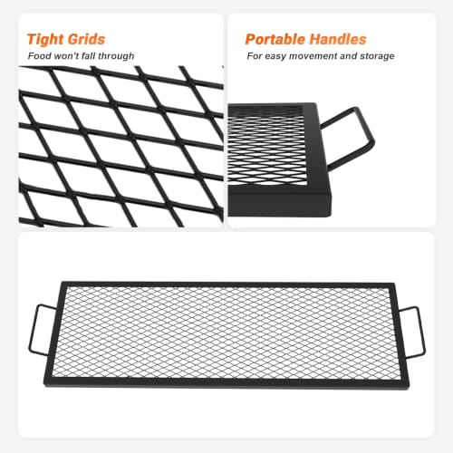 Heavy Duty Rectangular Fire Pit Grill Grate with X (44-INCH)