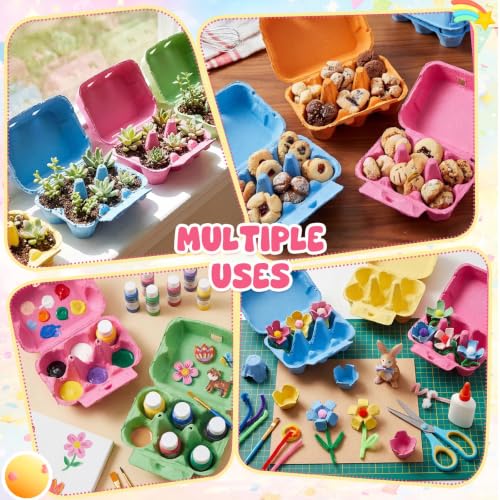 30 Pieces Colored Paper Pulp Egg Cartons 2 x 3 Colorful Style Vintage Blank Egg Cartons for Fresh Duck Quail Storage Kitchen Family Farmhouse (2x3 / Colorful)