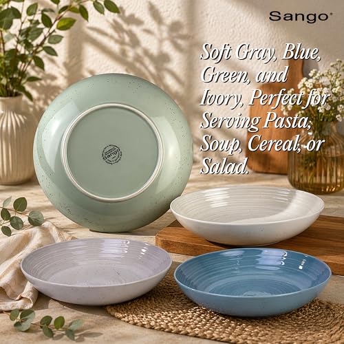 Siterra Artist's Blend Stoneware Pasta Bowls (Aqua Blend / Pasta Bowl Set)