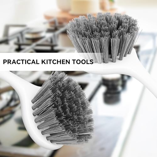 2 Pack Kitchen Scrub Brushes for Cleaning Dish Brush with Handle for Pans (Pp Plastic)