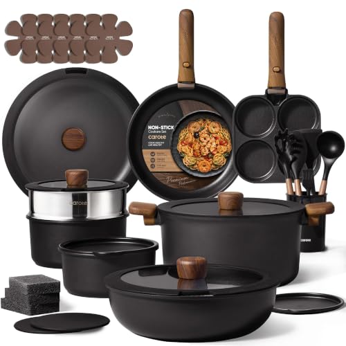 33pcs Pots and Pans Set Non Stick (Black / 33 Piece)