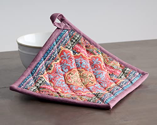 100% Cotton Oven Mitt & Pot Holder Set (075 - Ispahan / 7.5" x 13" & 8" x 8" (Oven Mitt & Pot Holder))
