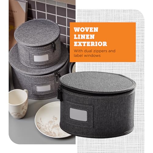 4 Piece China Plate Storage Set (Gray / 4 Piece Hard Shell Set for Plates)