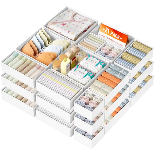 Drawer Organizer Clothes (White / 21 Pack)