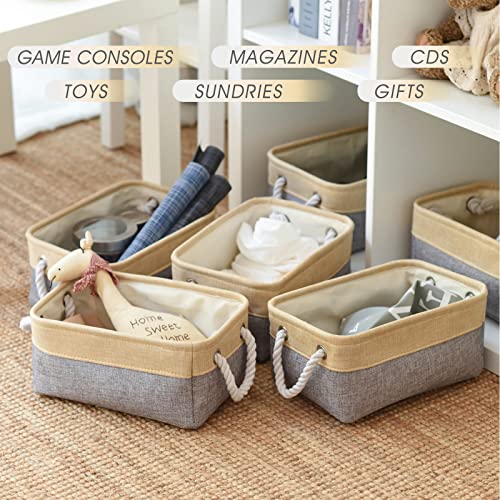 Organization and Storage Bins for Shelves (Golden&Grey / Small-6 Pack)