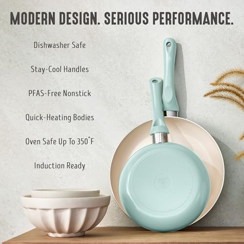 2 Piece 8" & 10" (8" and 10" Frying Pan Skillet Set / Turquoise)