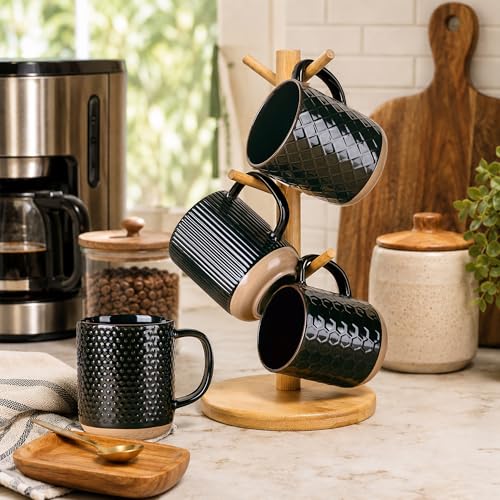 Coffee Mugs Set of 4 (Black / Set of 4 (16 Ounces))