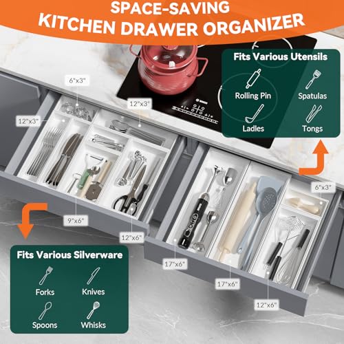 Bamboo Kitchen Drawer Organizer (9 x 6 x 2 Inch / White)