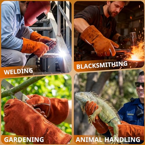14 Inch Welding Gloves (14" L-Brown)