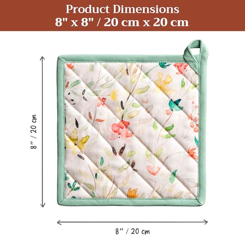 Pot Holders 100% Cotton Potholders (005 - Colmar / 8" x 8" (Pot Holder Pack of 2))