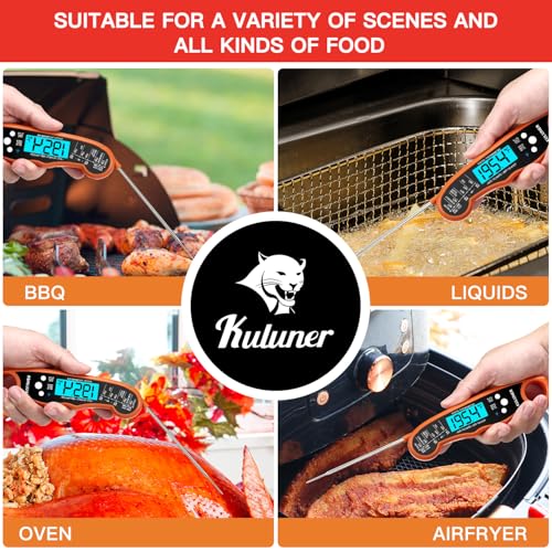 Digital Instant Read Meat Thermometer for Cooking (Orange)