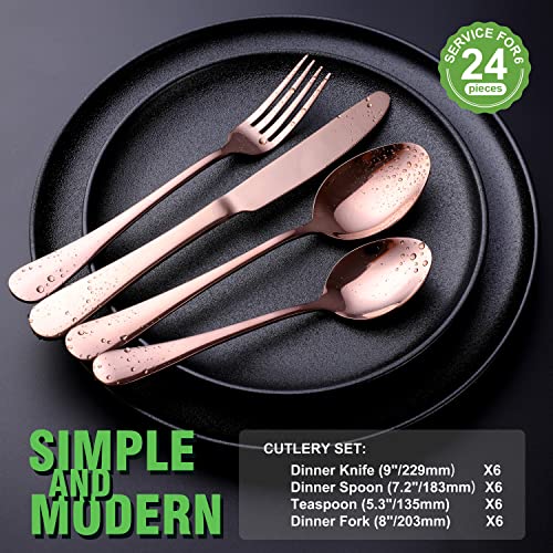 Copper Rose Gold Silverware Set (Rose Gold | 24pcs)