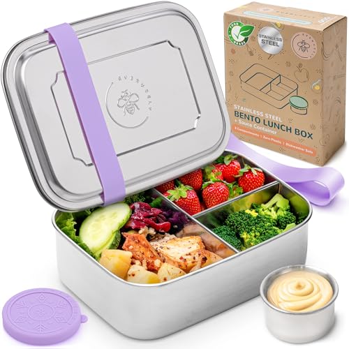 Stainless Steel Bento Box + Condiment Container (Lavender / 37oz / 1100ml)