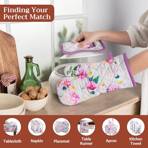 Pot Holders 100% Cotton Potholders (071 - Pivoine / 8" x 8" (Pot Holder Pack of 2))