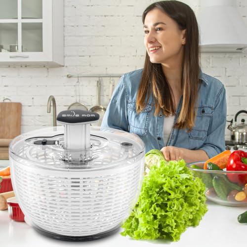 Salad Spinner Large Lettuce Spinner Kitchen Gadgets (6.3QT / White)