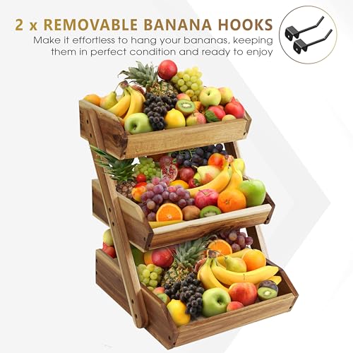 3 Tier Fruit Basket for Kitchen (Natural / 3 Tier)
