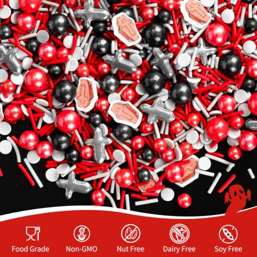 Halloween Edible Sprinkles (Red Black)