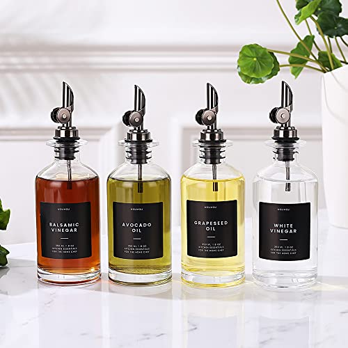 Oil and Vinegar Dispenser with Metal Pour Spout (350ml, Set of 2 Bottles / Black)