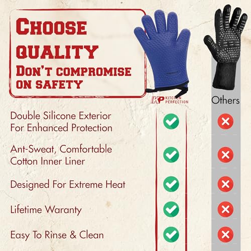 XL Silicone Griddle Gloves (True Blue / X-Large)