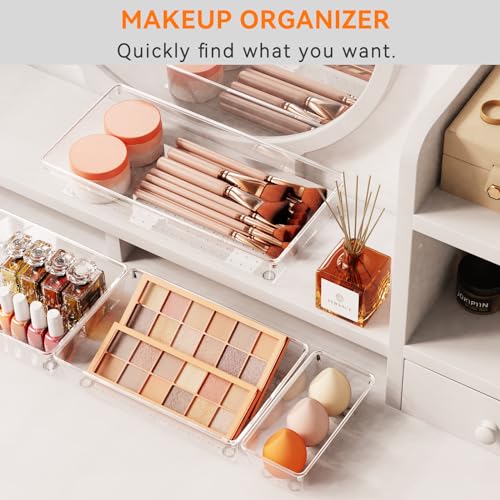 21 Pack Large Clear Plastic Drawer Organizer Trays (21 Count)