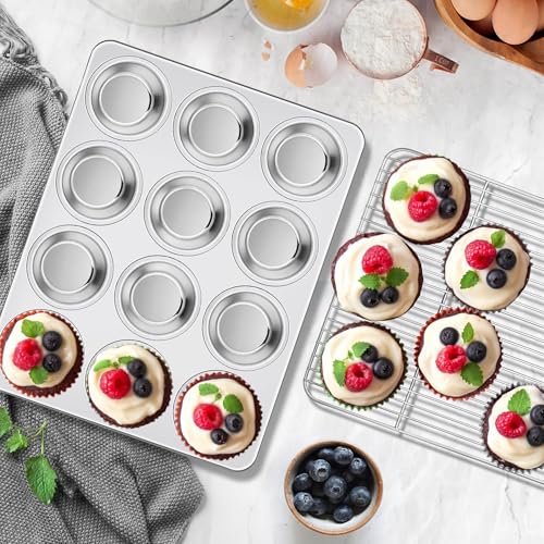 Stainless Steel Muffin Cupcake Pan 12 Cups (2.5 Count)