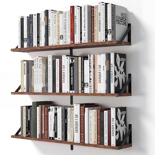 Floating Shelves for Wall (Rustic Brown / 31.5"W x 5.9"D x 5.4"H,Set of 3)