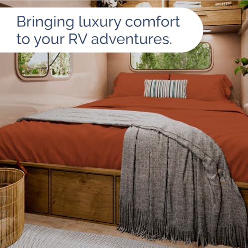 Short Queen Size 4 Piece Bed Sheet Set (26 - Terracotta / Short Queen)