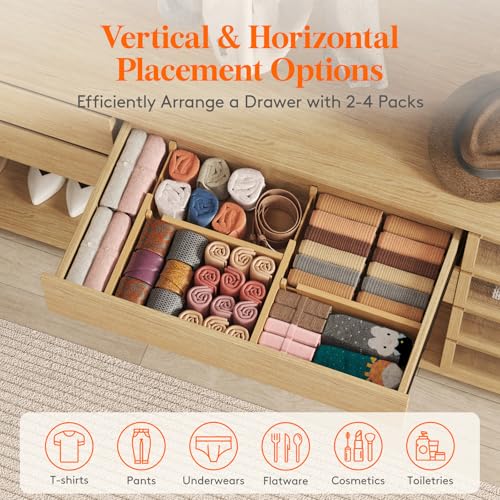 4" High Dresser Drawer Dividers (4"H, 12-16"L)