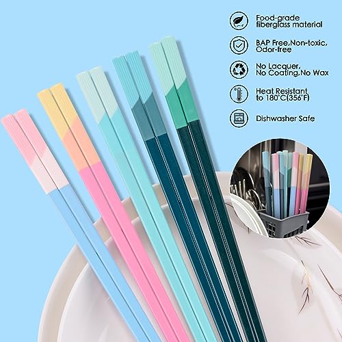 Chopsticks Reusable Dishwasher Safe (Pink+Light Blue)
