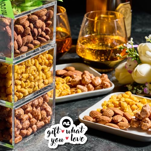 Mixed Nuts Acrylic Tower Gift Basket (Lucite Nut Assortment)