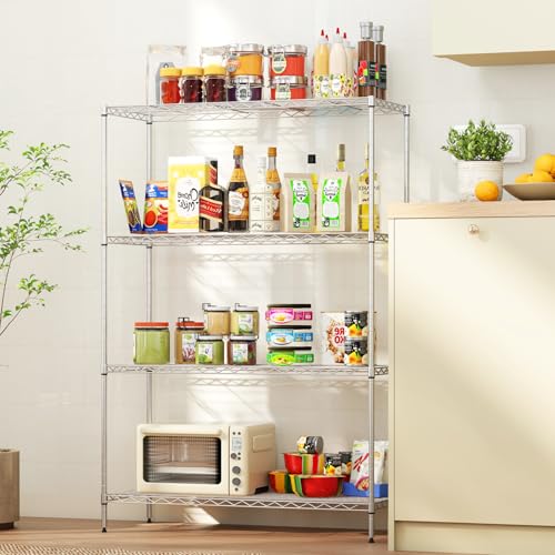 4 Tier Wire Shelf (Chrome / 35×13×53)