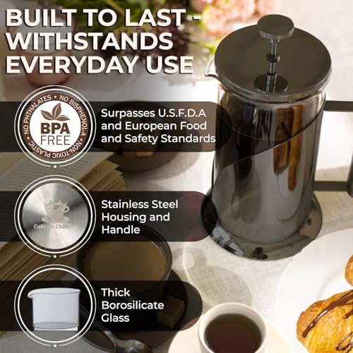 Stainless Steel French Press Coffee Maker 34 oz (Dark Chrome)