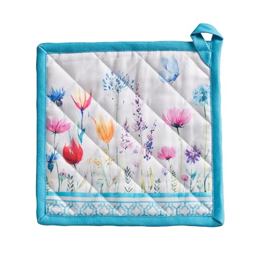 Pot Holders 100% Cotton Potholders (080 - Flower in the Field / 8" x 8" (Pot Holder Pack of 1))