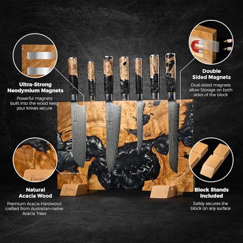 SENKEN "Black Tsunami" Extra Large Magnetic Knife Block