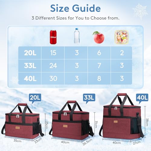 Cooler Bag 30 Cans Collapsible and Insulated Large Lunch Bag Leakproof Soft Cooler Portable for Camping