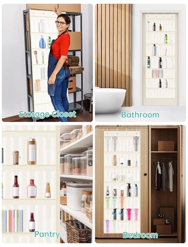 35 Pocket Door Hanging Cup Organizer Fit for Stanley Tumbler 30 40oz (75.2'' x 24.4" / Beige (Upgraded))