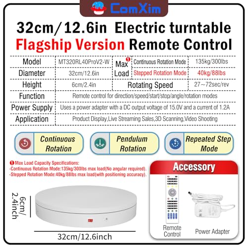 12.6In Remote Motorized Electric Turntable Rotating Display Stand Rotating Platform Photography Turntable motorized lazy susan base giratoria para for Photography
