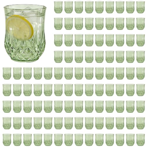 100 Pack Plastic Stemless Wine Glasses (12oz-sage green)