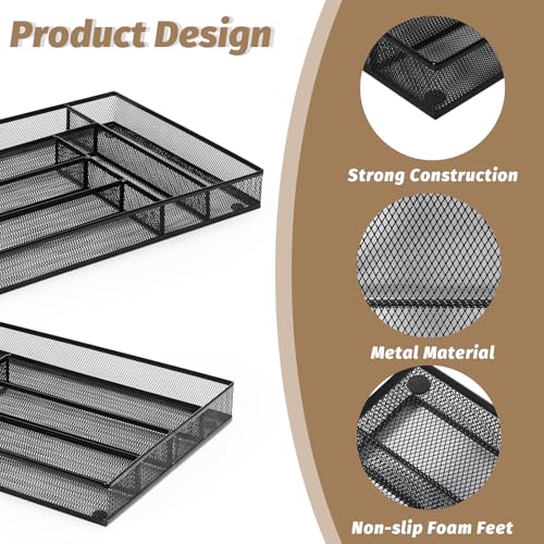 Mesh Silverware Tray for Drawers (Black / 11.3”*16")
